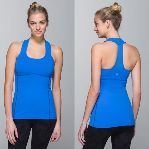 lululemon athletica Tops - Lululemon Scoop Neck Tank with Mesh ‘Luon’ Blue 4